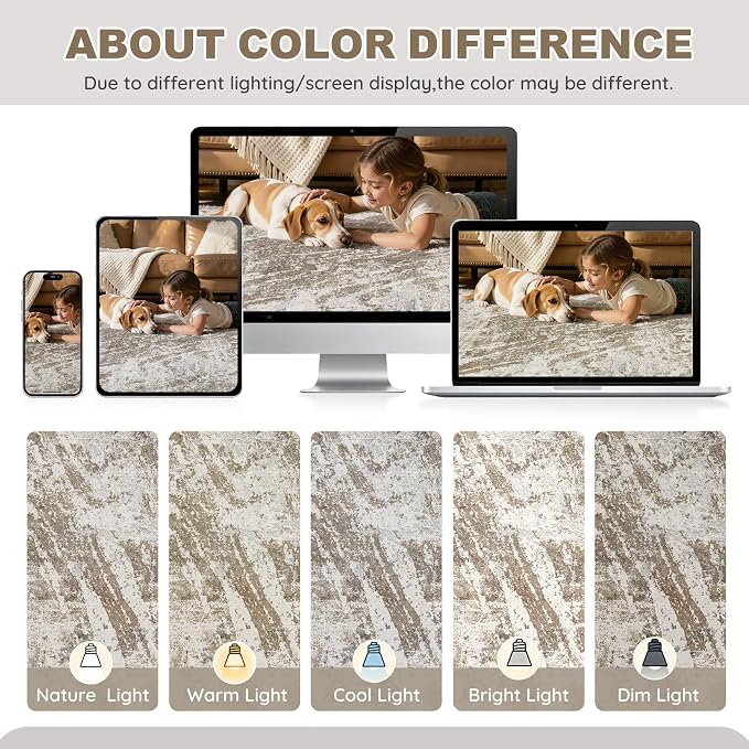 DMOYEST 9x12 Washable Area Rug: Abstract Modern Non-Slip Carpet, Soft Low Pile - Image 8
