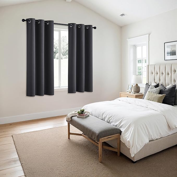 MIULEE Blackout Curtains for Bedroom 2 Panels 29 x 40 Inch Long Dark Grey | - Image 6
