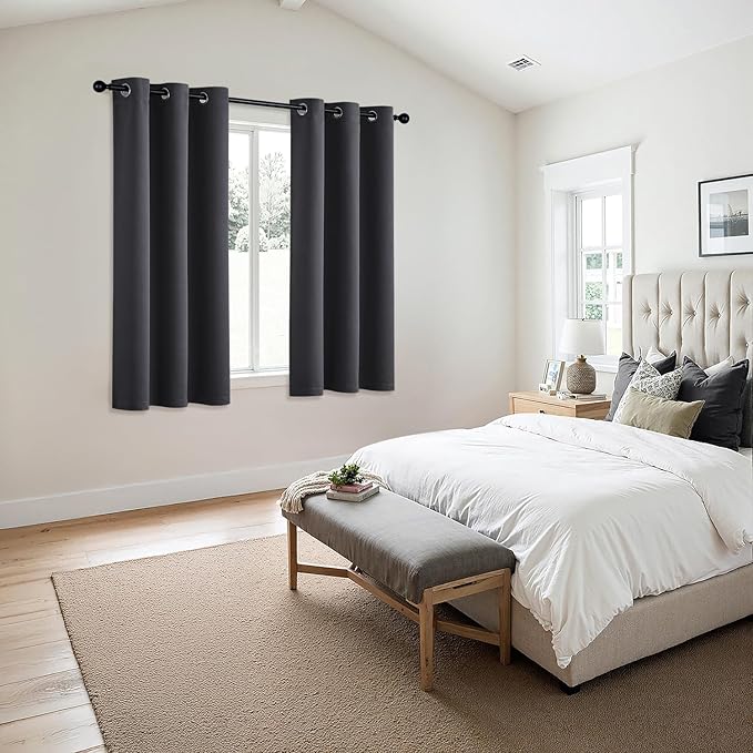 MIULEE Blackout Curtains for Bedroom 2 Panels 34 x 54 Inch Long Dark Grey | - Image 6