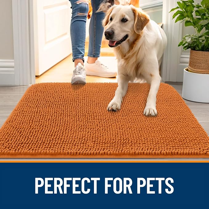 OLANLY Dog Door Mat for Muddy Paws 47x32, Super Absorbent Chenille Mud Mat | - Image 6