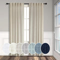 Beige Curtains 38 Inch Width for Living Room 2 Panels Back Tab Rod Pocket Flax by Pitalk