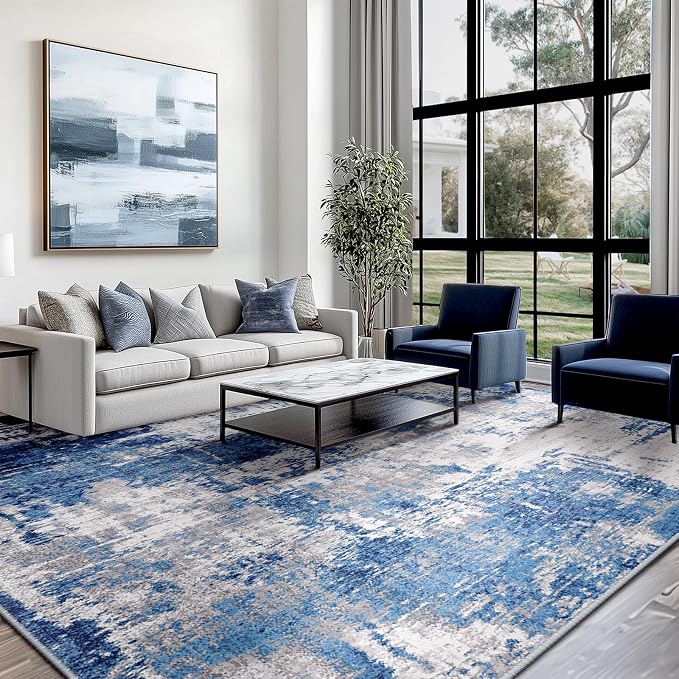 Washable Area Rugs 8'x10' Non-Slip Modern Abstract Soft - Image 9