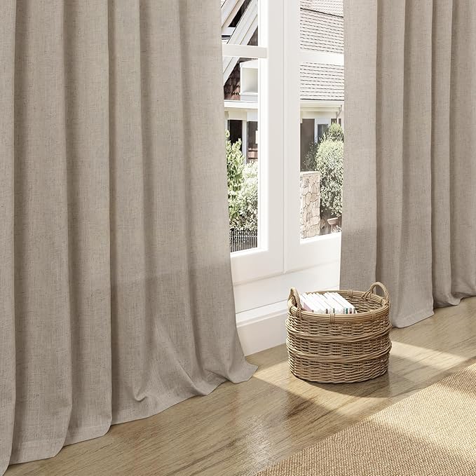 Cobblestone Linen Curtains for Living Room 126 Inches Long Light Filtering Semi - Image 5