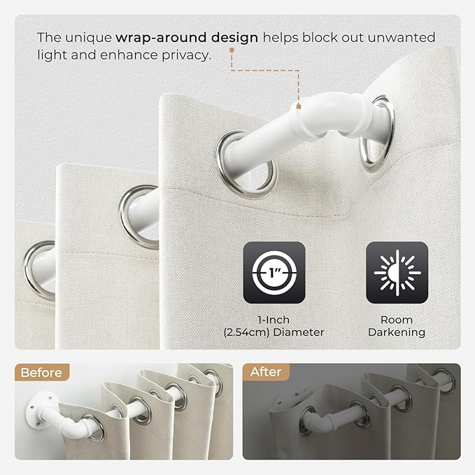 Zeerobee Curtain Rods for Windows 32 to 48, 1 Inch Industrial Wrap Around White - Image 3