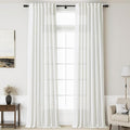 Linen Off White Curtains 145 inch Extra Long by Nanspring