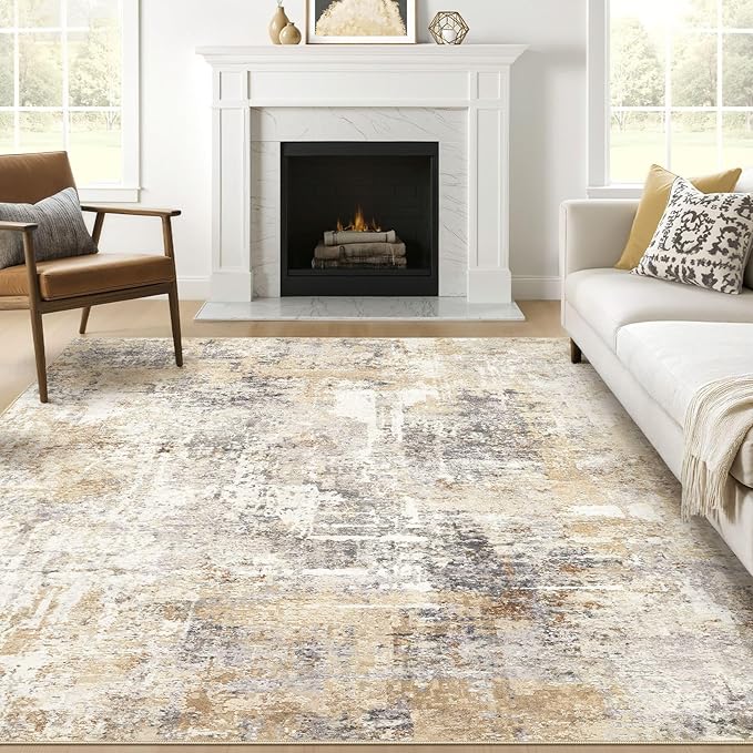 LOONGRUG Square Rug 7x7 Washable Large Neutral Modern Abstract Area Rugs | Soft by LOONGRUG