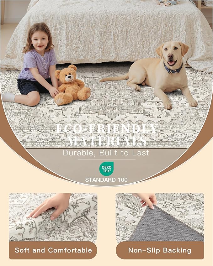Madane Washable Area Rug 2x4, Small Entryway Rugs Non-Slip, Low-Pile Floor - Image 5