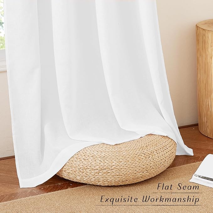 NICETOWN Linen White Curtains for Sliding Glass Door 2 Panels Set, Grommet - Image 7