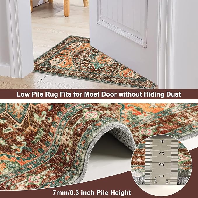 Yamaziot Washable Area Rug, 2x3 Small Boho Vintage Entryway Non-Slip Rug | - Image 5