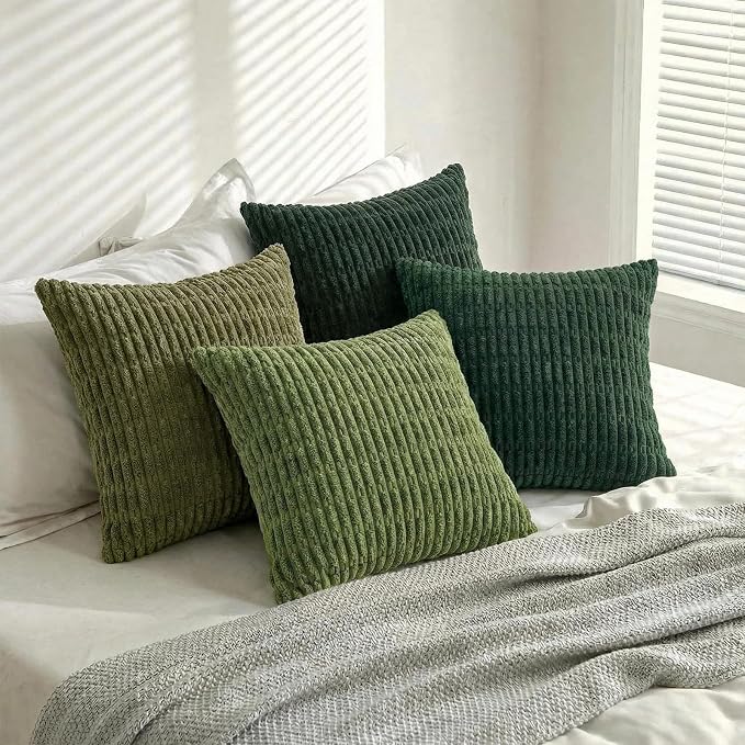 Fancy Homi Set of 4 Green Boho Winter Decorative Throw Pillow Covers 28x28 Inch - Image 8
