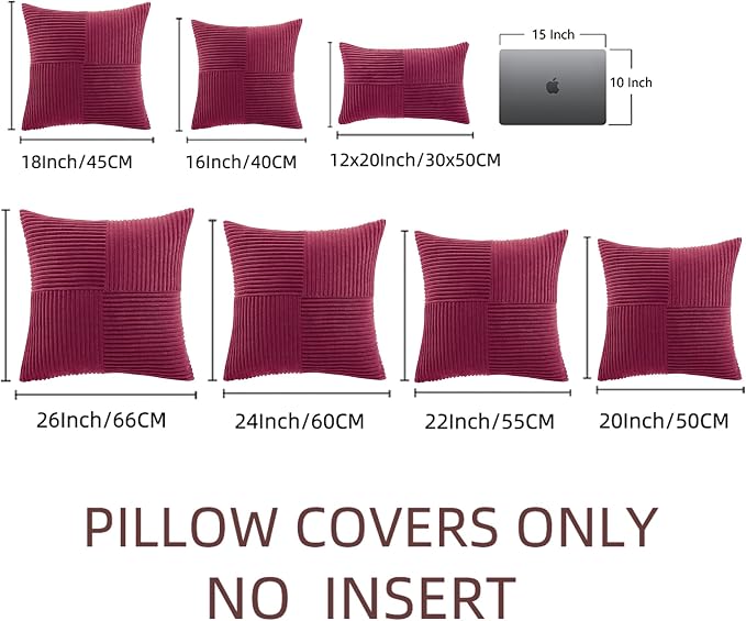 Fancy Homi 2 Packs Burgundy Samll Decorative Throw Pillow Covers 12x12 Inch - Image 6