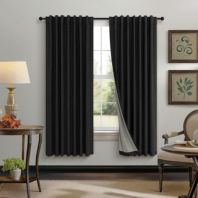 72 Inch Blackout Curtains for Living Room 2 Panel Burg Complete Black Out by Pitalk