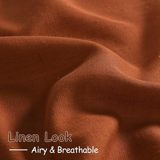 Nanspring Rust Linen Curtains for Living Room 72 Inches Long Light Filtering - Image 4