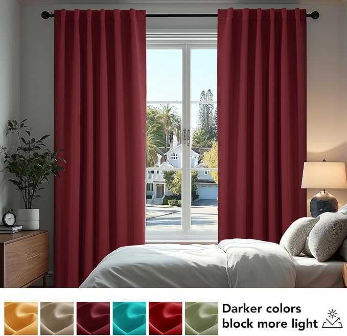 Deconovo Blackout Curtains, Thermal Insulated, W70 x L84 2 Panels, Back Tab - Image 4