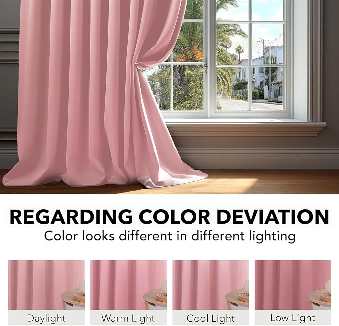 Deconovo Blackout Curtains, Thermal Insulated, W42 x L72 2 Panels, Back Tab - Image 6