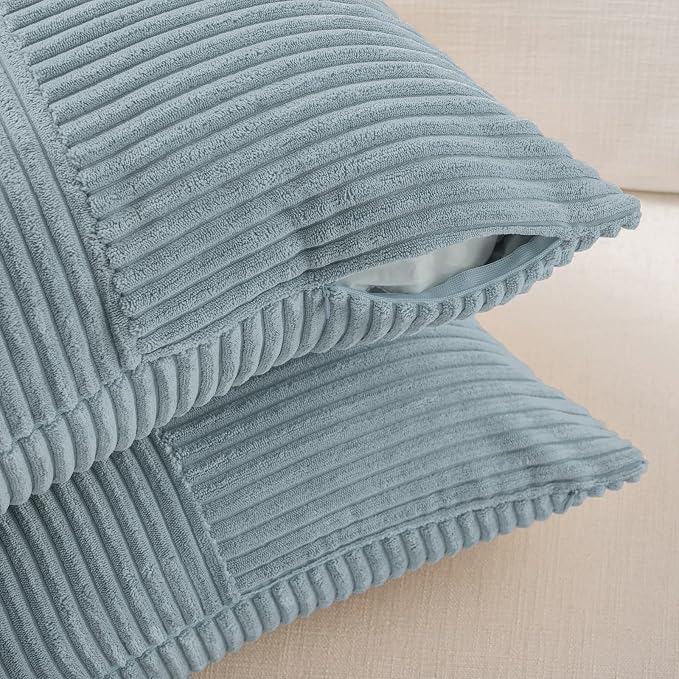 Fancy Homi Set of 2 Light Blue Euro Decorative Throw Pillow Covers 26x26 Inch - Image 3