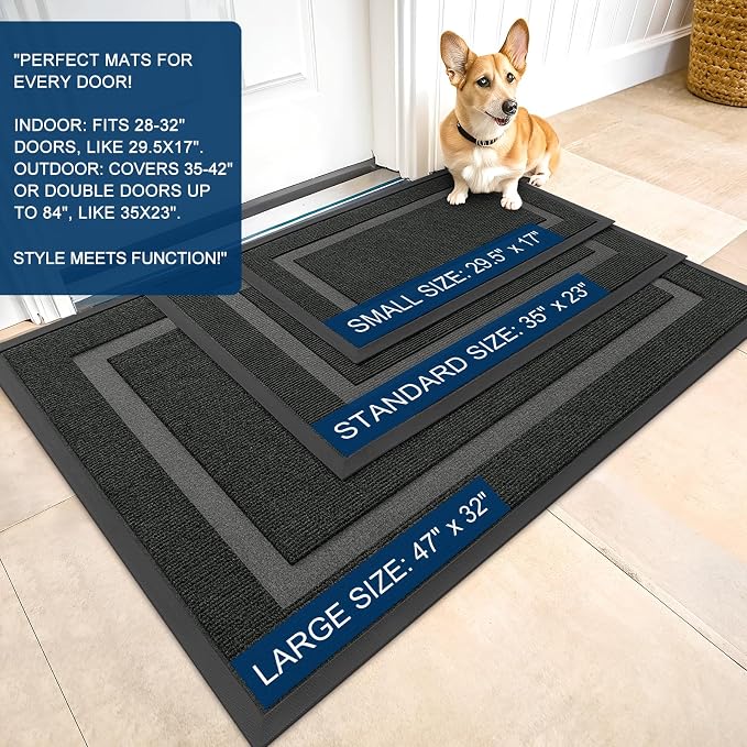 OLANLY Front Door Mat Outside 47x23, All-Season Heavy-Duty Rubber Doormat | - Image 2
