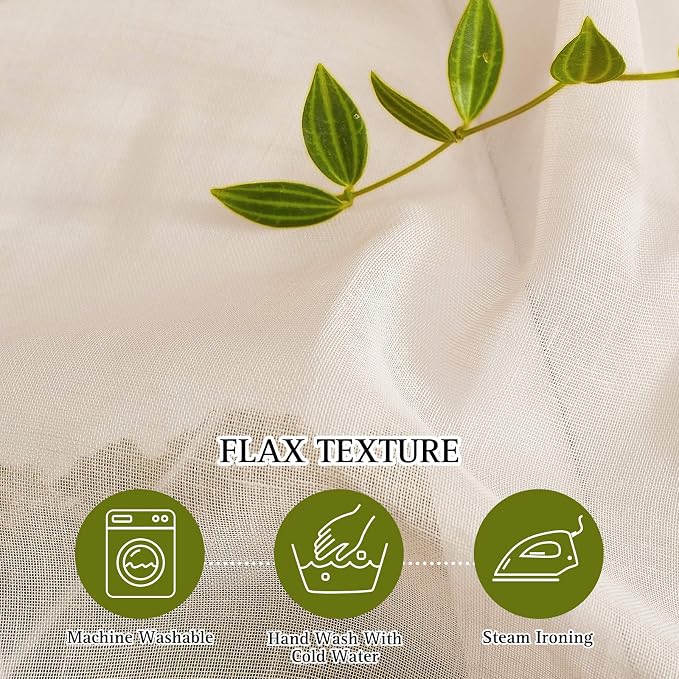 NICETOWN Flax Linen Sheer Curtains 108" Length - Image 4