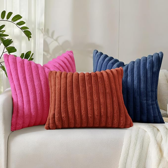 decorUhome Cozy Faux Fur Throw Pillow Covers 16x16 Set of 2 Decorative Soft - Image 9
