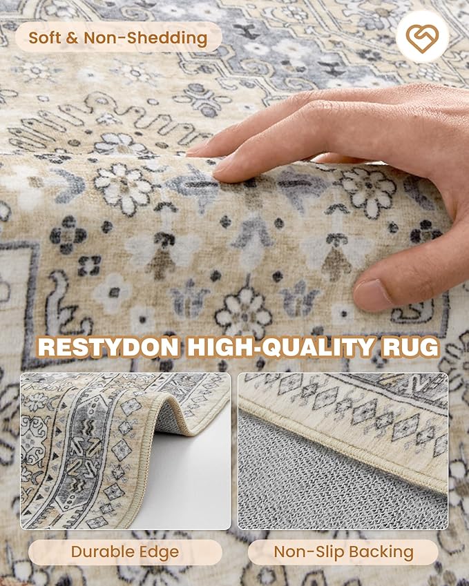 2.5x10 Kitchen Runner Rug Non Slip Vintage Washable Rugs, Carpet Runner - Image 7