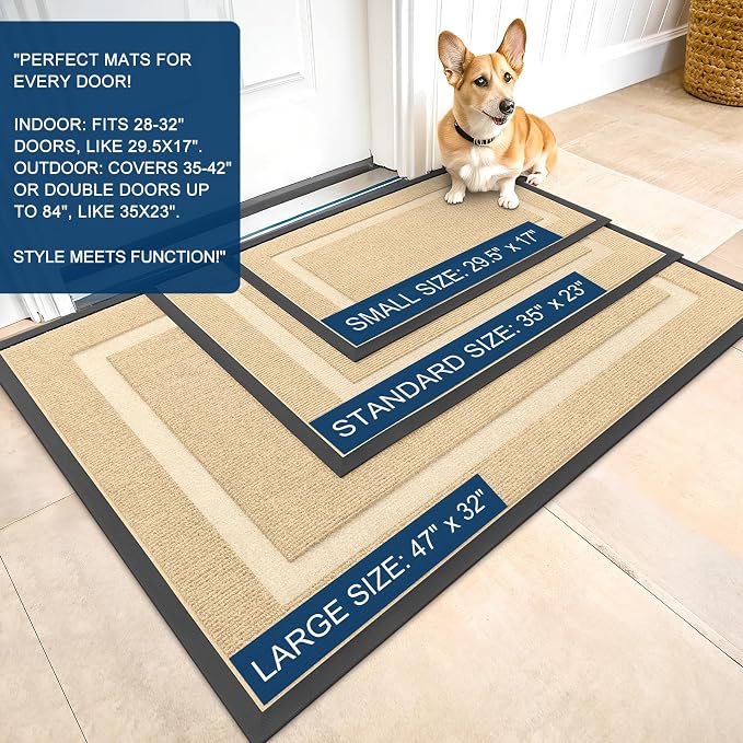 OLANLY Front Door Mat Outside 47x30, All-Season Heavy-Duty Rubber Doormat | - Image 2