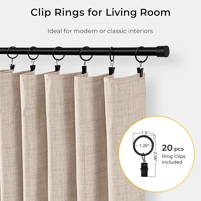 100% Blackout Curtains for Bedroom Oatmeal Linen Look Curtains 90 Inch Long | - Image 3