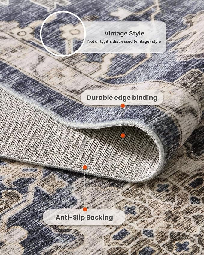 AMADA HOMEFURNISHING 9x12 Washable Area Rug, Low-Profile Large Area Rug - Image 7