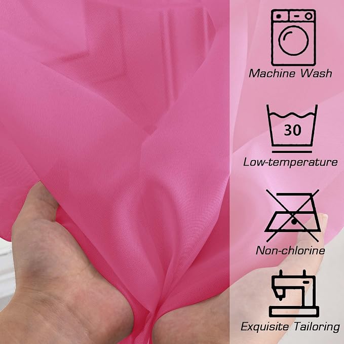OWENIE Hot Pink Sheer Curtains for Bedroom Living Room 72 Inches Long 2 Panels - Image 5