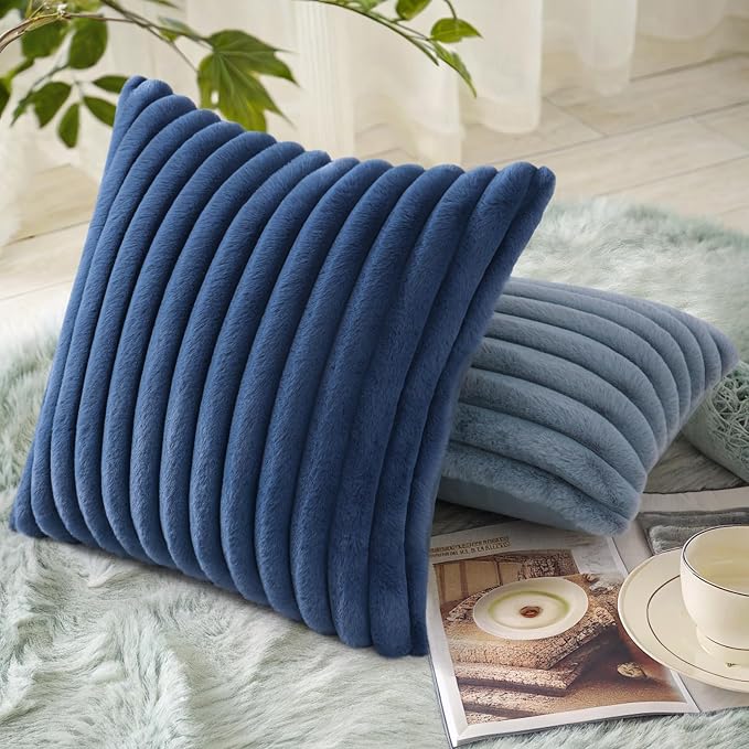 decorUhome Cozy Faux Fur Throw Pillow Covers 16x16 Set of 2 Decorative Soft - Image 4