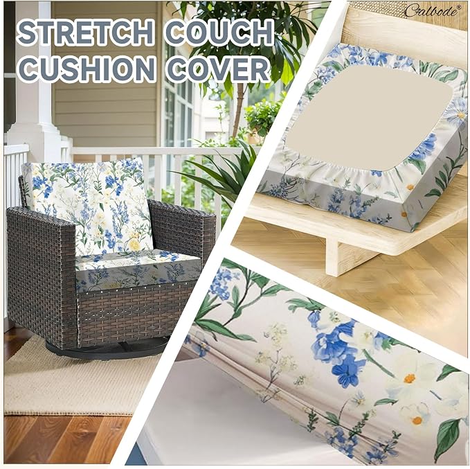 CALBODE 8 Pcs Stretch Indoor/Outdoor Seat Cushion Covers, - Image 3