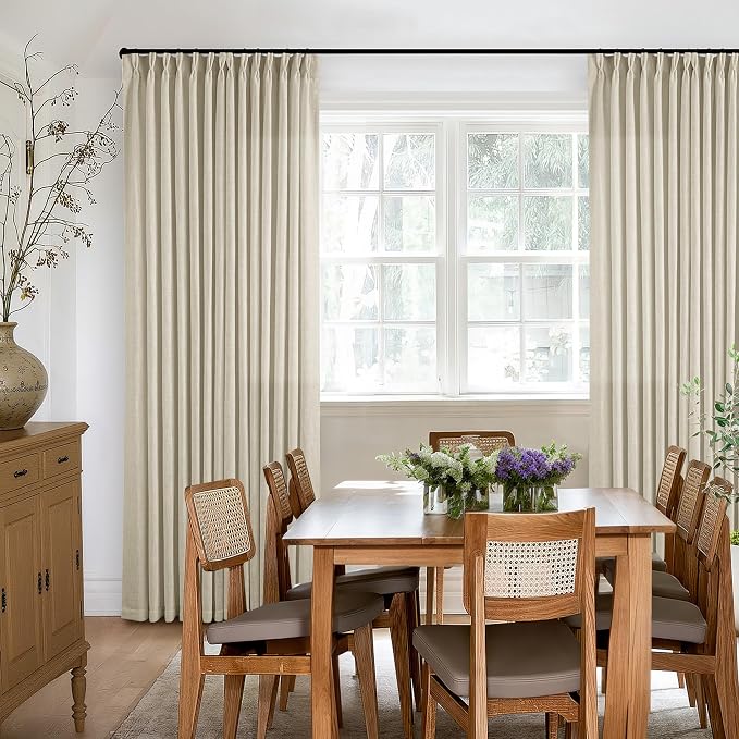Beige Pinch Pleated 100 Inch Flax Linen Curtains 2 Panels | Memory Training - Image 8