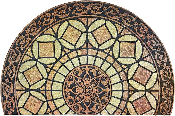 CHICHIC Entrance Door Mat Large 18 x 30 Inch Entry Way Doormat Front Door Rugs Outdoors Heavy Duty Welcome Mat Non Slip Rubber Back Low Profile for Garage, Patio, High Traffic Area, Semicircle