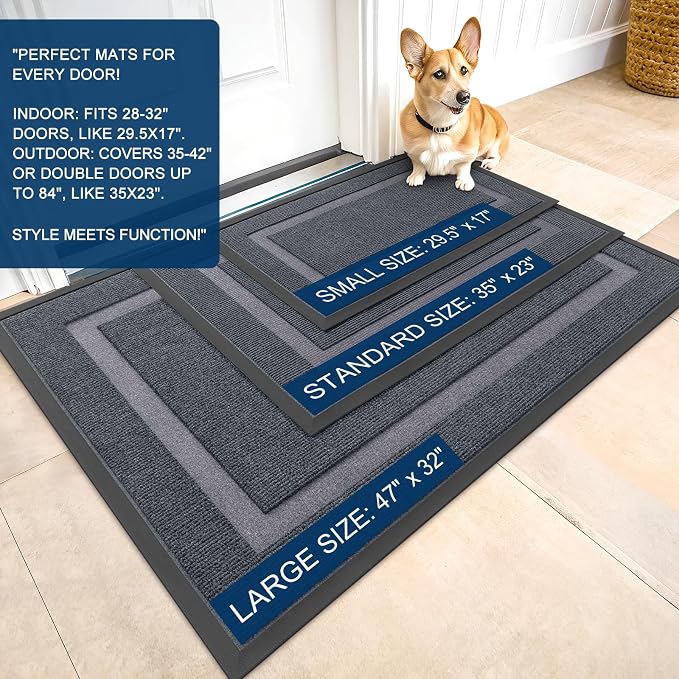 OLANLY Front Door Mat Outside 59x34, All-Season Heavy-Duty Rubber Doormat | - Image 2