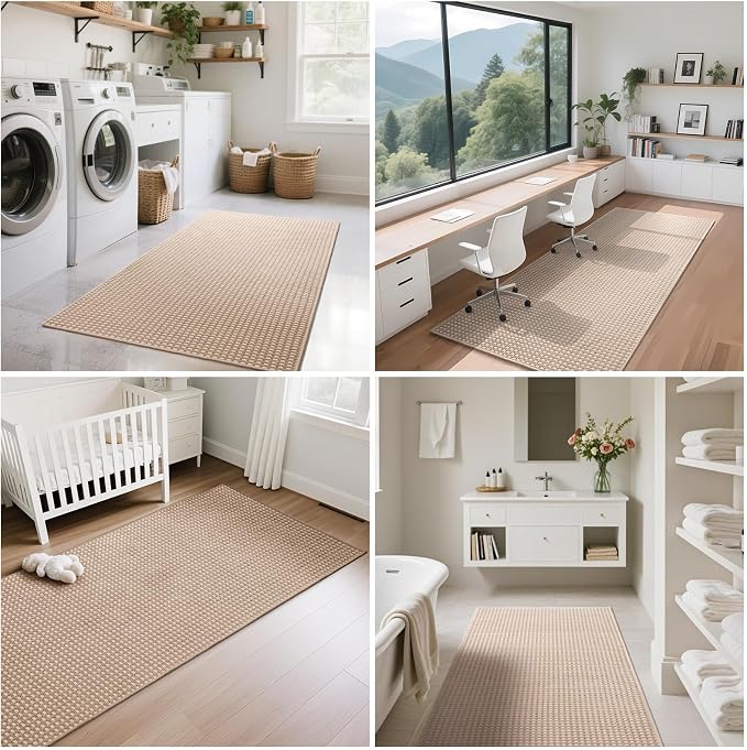 3x5 ft Area Rug Entryway Runner Kitchen Rugs Non Slip Washable Brown | Boho - Image 9