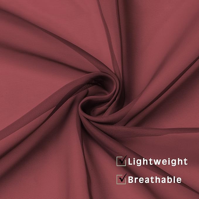 Burgundy Sheer Curtains 63 inch Length 2 Panels Set - Image 6