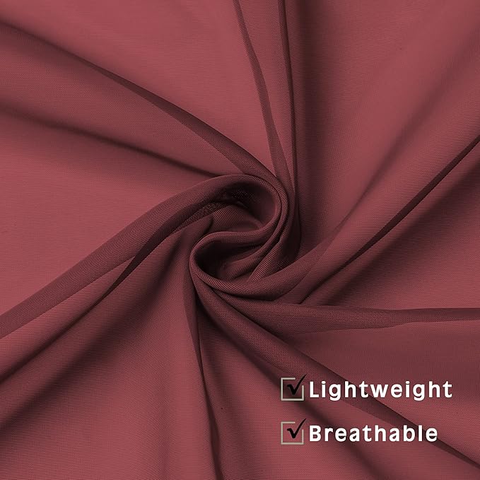 2 Panels Window Burgundy Sheer Curtains 42" x 45" Inches - Image 7