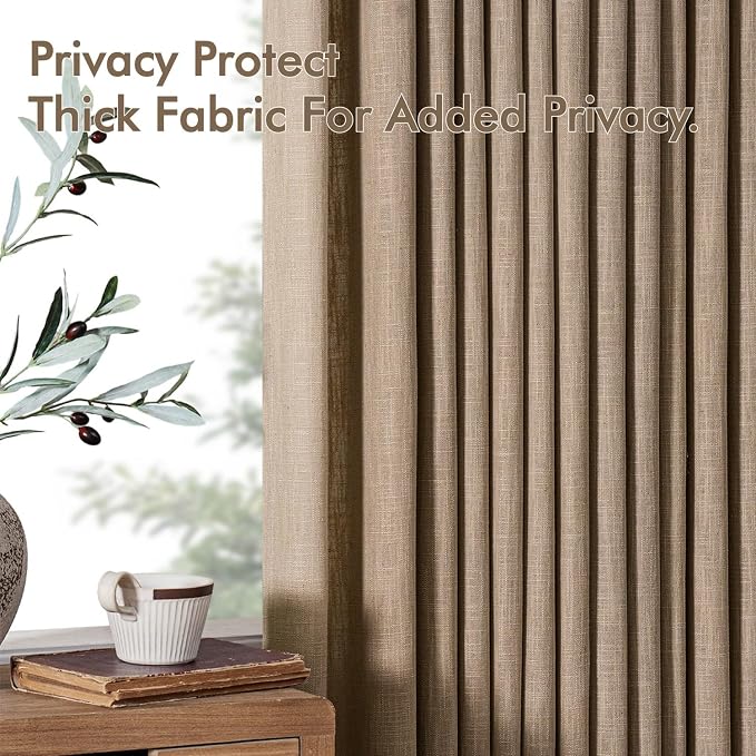 MIULEE Pinch Pleated Thick Linen Curtains 90 Inches Long 2 Panels - Image 7