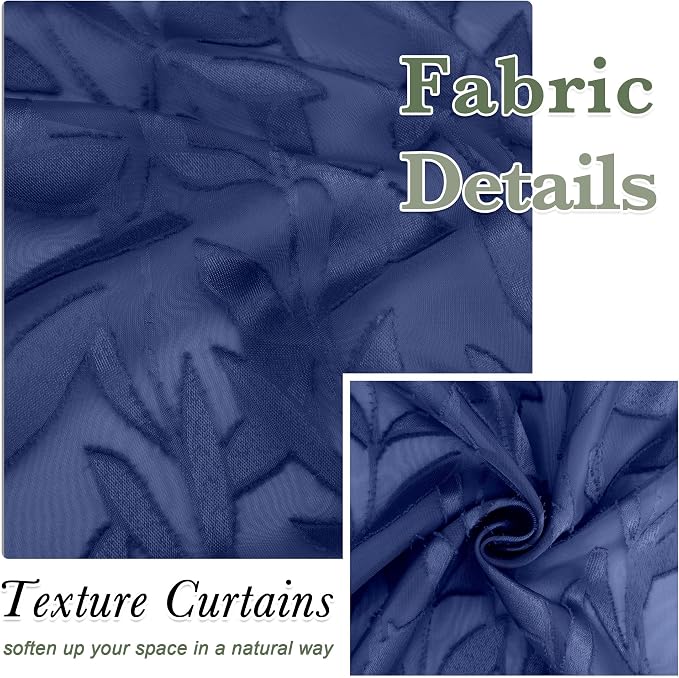 Lecloud Leia Dusty Blue Sheer Curtains 63 Inch Length 2 Panels, Light Filtering - Image 9