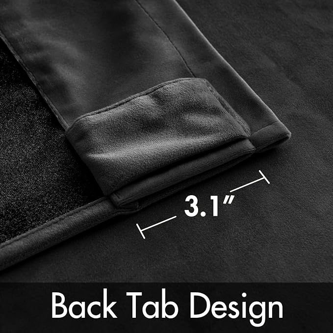 MIULEE Black Velvet Curtains 90 inches 2 Panels - Image 3