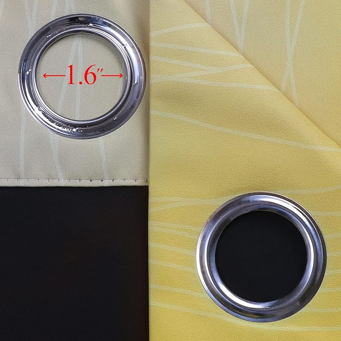 Estelar Textiler Yellow and Grey Blackout Curtains 102 Inch Length 2 Panels Set - Image 7