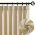 Topfinel Natural Beige Pinch Pleated Semi Sheer Curtains Textured Linen Blended by Topfinel
