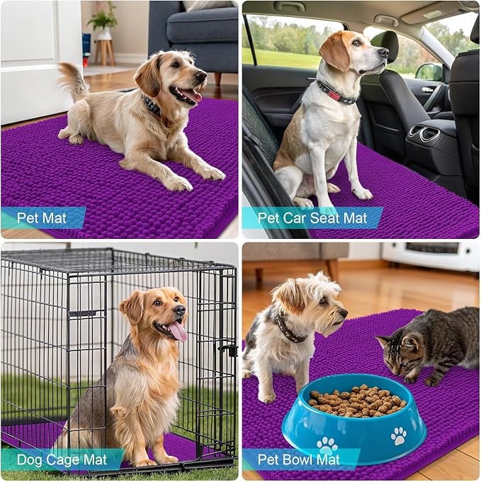 OLANLY Dog Door Mat for Muddy Paws 59x20, Super Absorbent Chenille Mud Mat | - Image 7