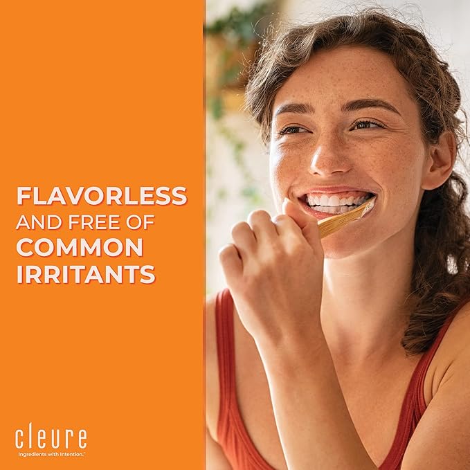 Cleure Original No Fluoride Toothpaste - SLS Free, Mint Free - with Xylitol for Fresh Breath & Helps Whiten - for Kids & Adults - Flavor Free (4oz Tube)