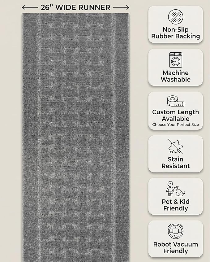Runner Rug 23 ft, Extra Long Non-Slip Washable Rug, Rubber Backing, Rolled in - Image 5