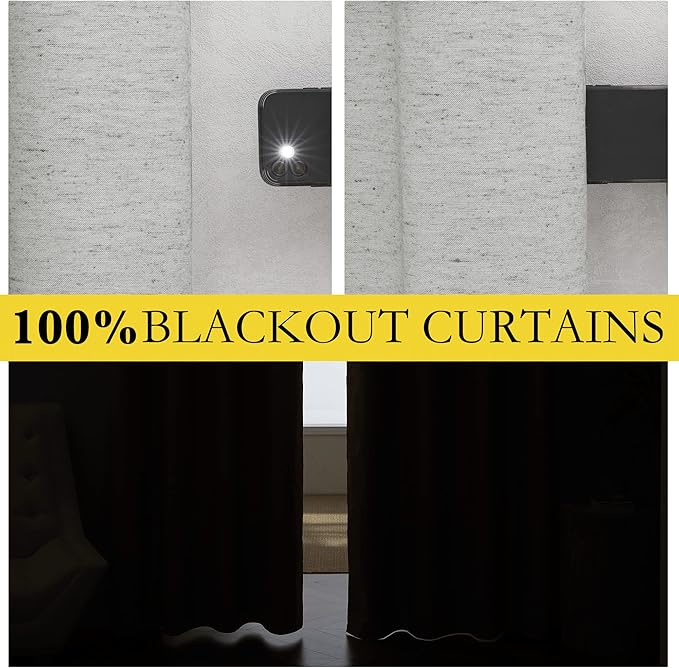 NICETOWN Grey Long Linen Full Shade Panels 2 Panels Set, Thermal Insulated & - Image 2