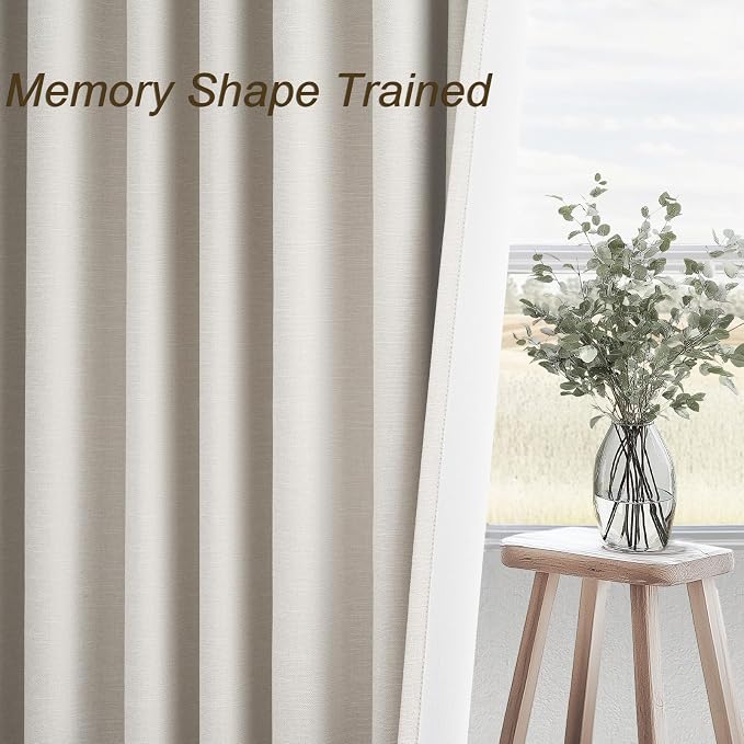 Topfinel 100 Inch Long Black Out Custom Drapery Panels, Cream White Blackout - Image 4