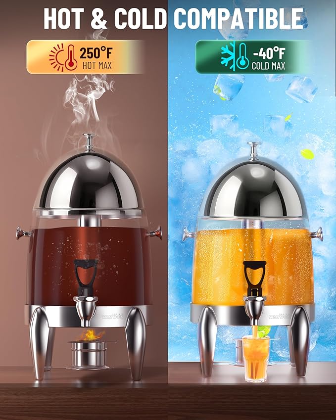 WantJoin Beverage Dispenser With Stand - 3.2 Gallon Drink Dispenser With Ice Core & Fuel Holder, Leakproof Spigot, Visible Container, Drink Dispenser For Cold & Hot Drink Parties Gathering Cafeteria