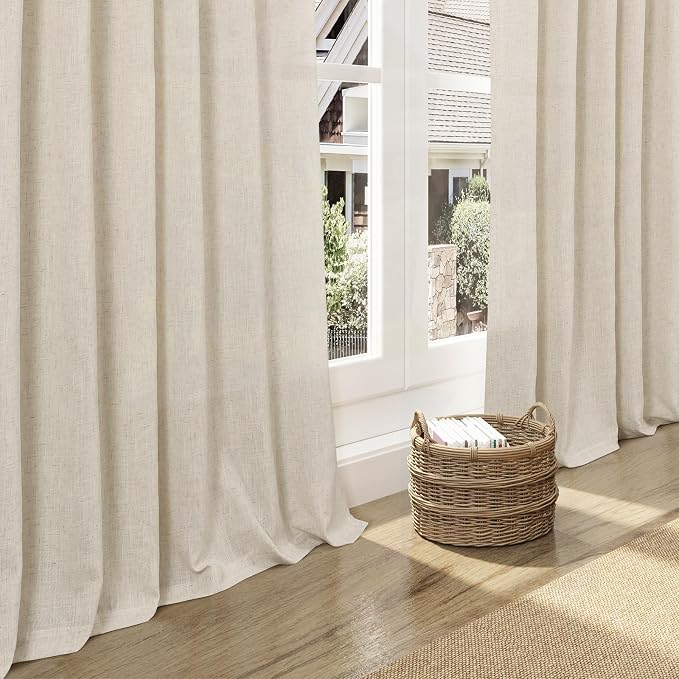 108 Inch Long Curtains for Living Room Birch Beige Linen Modern Farmhouse Decor - Image 5
