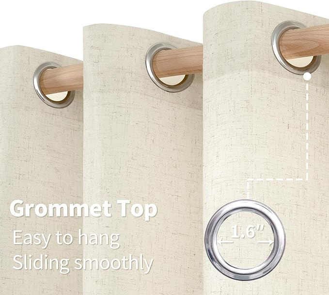 YoungsTex 72 Inch Length Natural Linen Curtains - Image 6