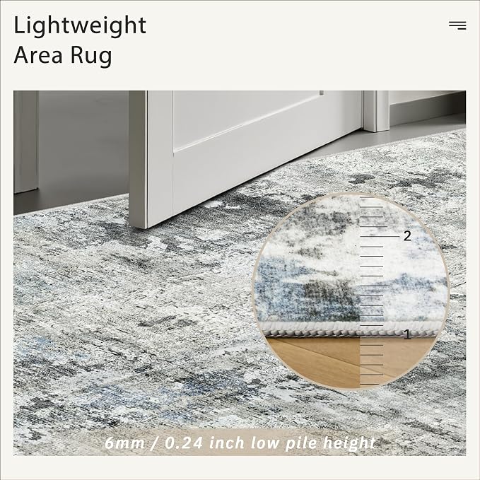 Abstract Rug 8x10 Large Living Room Rugs Neutral Modern Washable Area Rugs - Image 7